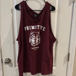 Primitive Burgundy Wolf Graphic Tank Top